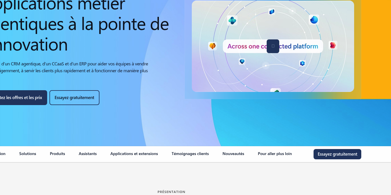 Aperçu Microsoft Dynamics 365